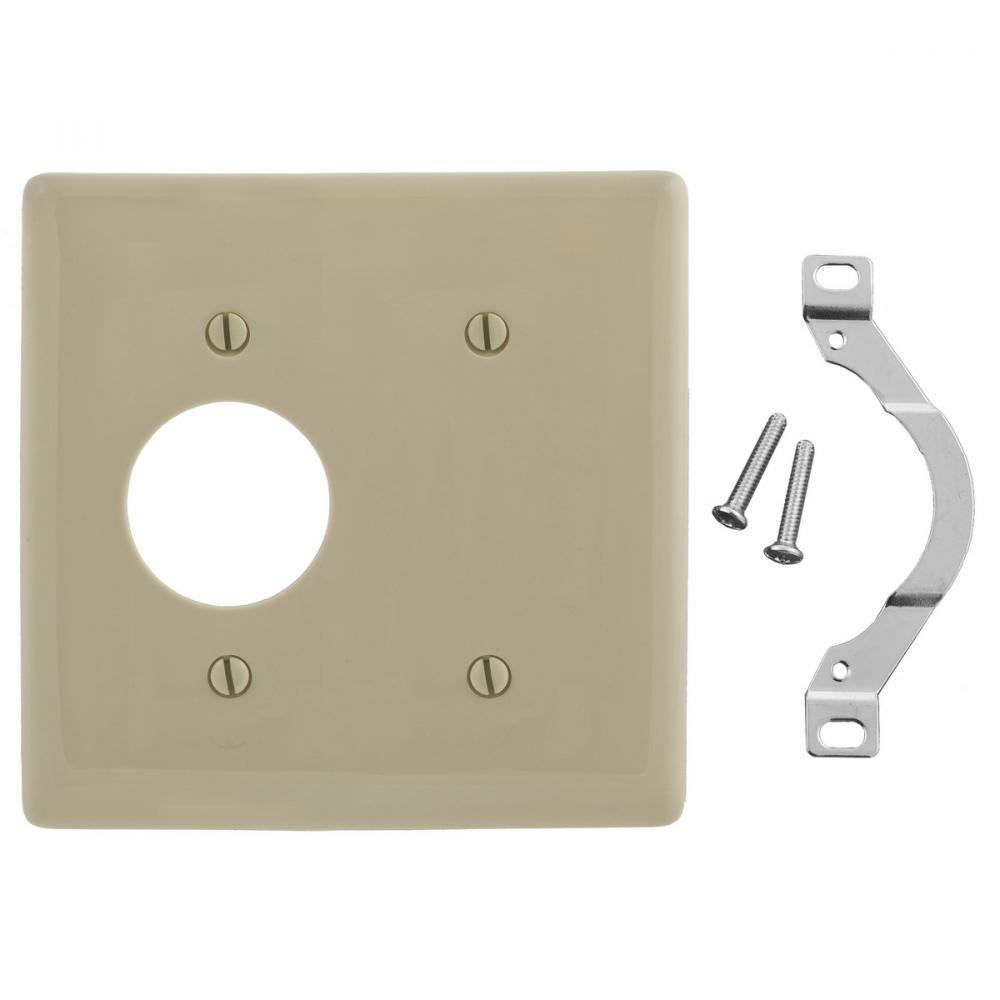 WALLPLATE, 2-G, 1) 1.40&#34; OPN 1) BLNK, IV