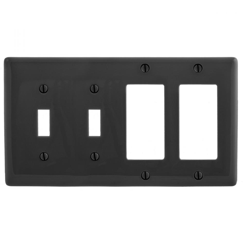 WALLPLATE, 4-G, 2) TOG 2) DEC, BK