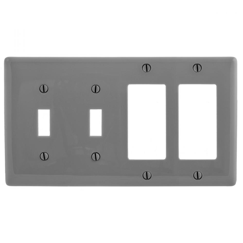 WALLPLATE, 4-G, 2) TOG 2) DEC, GY