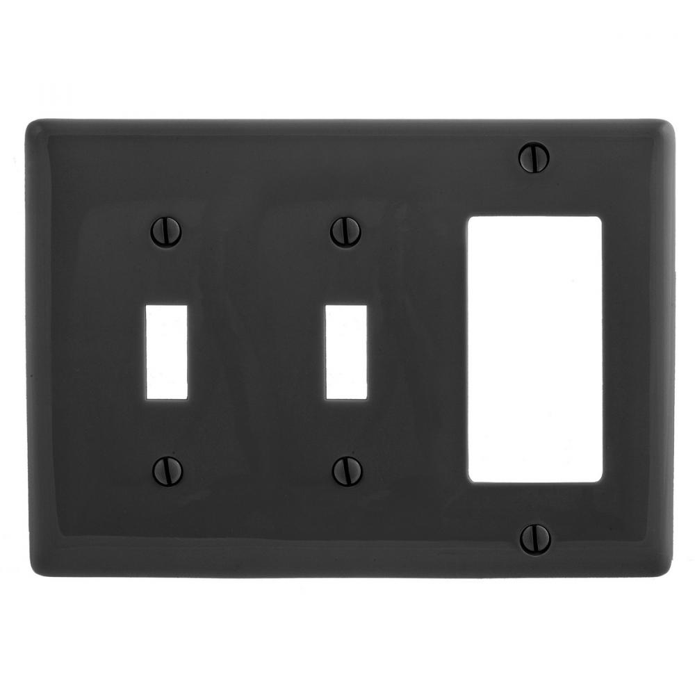 WALLPLATE, M-SIZE 3-G, 2) TOG 1) DEC, BK