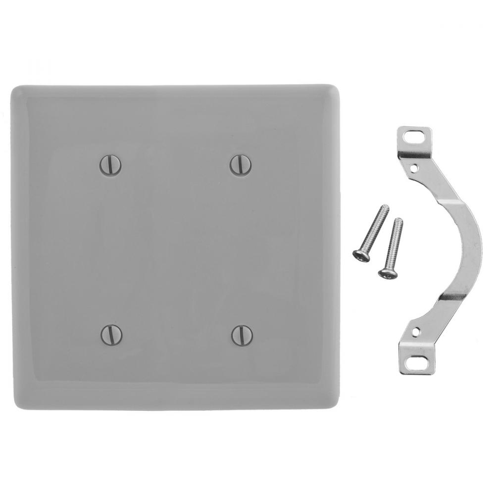 WALLPLATE, 2-G, 2 STRP MT BLANK, GY