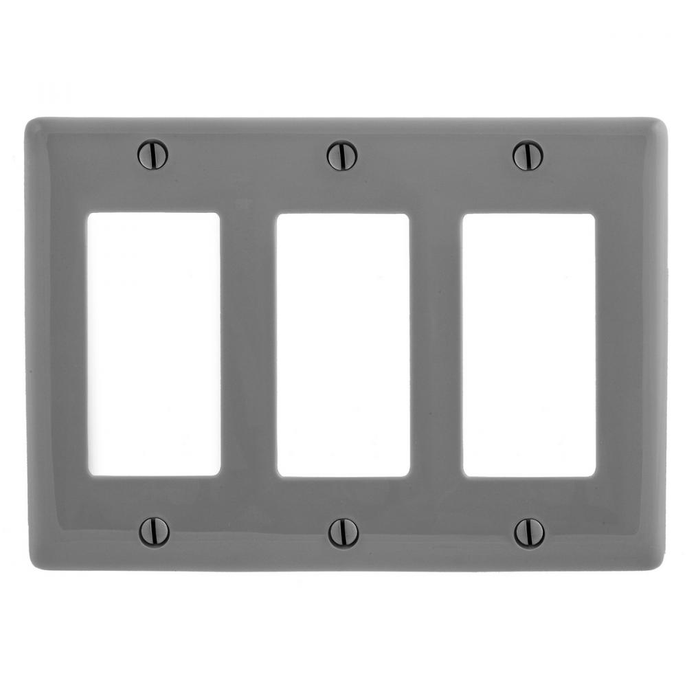 WALLPLATE, 3-G, 3) RECT, GY