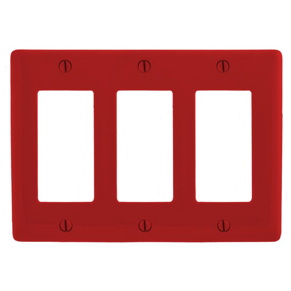 WALLPLATE, 3-G, 3) RECT, RD