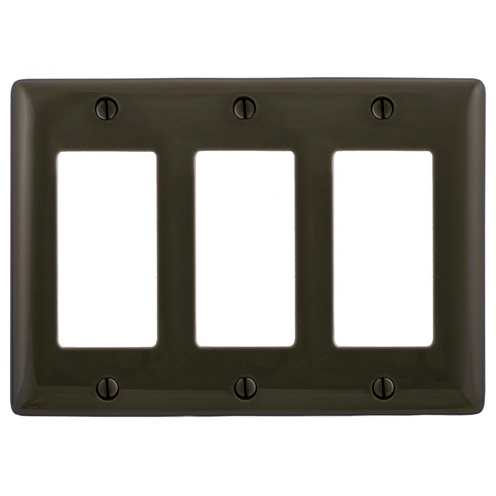 WALLPLATE, 3-G, 3) RECT, BR