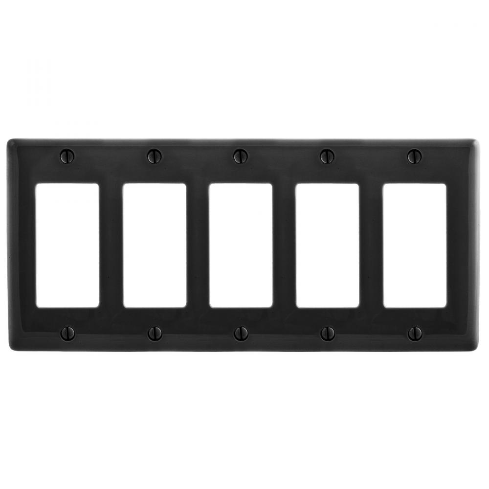 WALLPLATE, 5-G, 5) RECT, BK