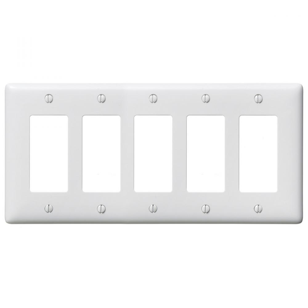 WALLPLATE, 5-G, 5) RECT, WH