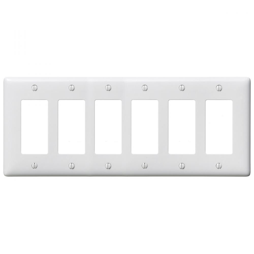 WALLPLATE, 6-G, 6) RECT, WH