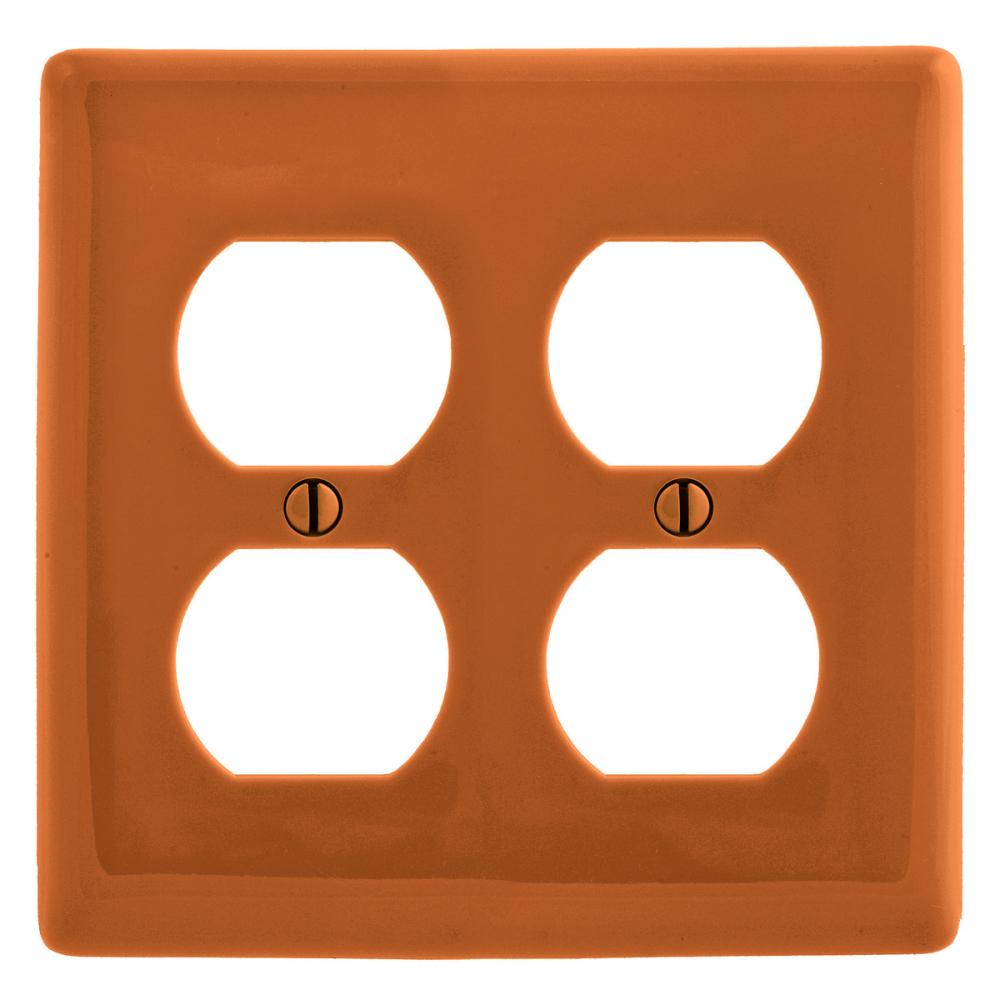 WALLPLATE, 2-G DUPLEX NYL ORANGE