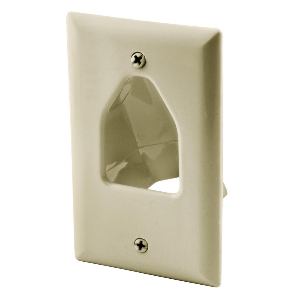 PLATE,1-G,RECESSED CABLE PASS-THRU,IVORY