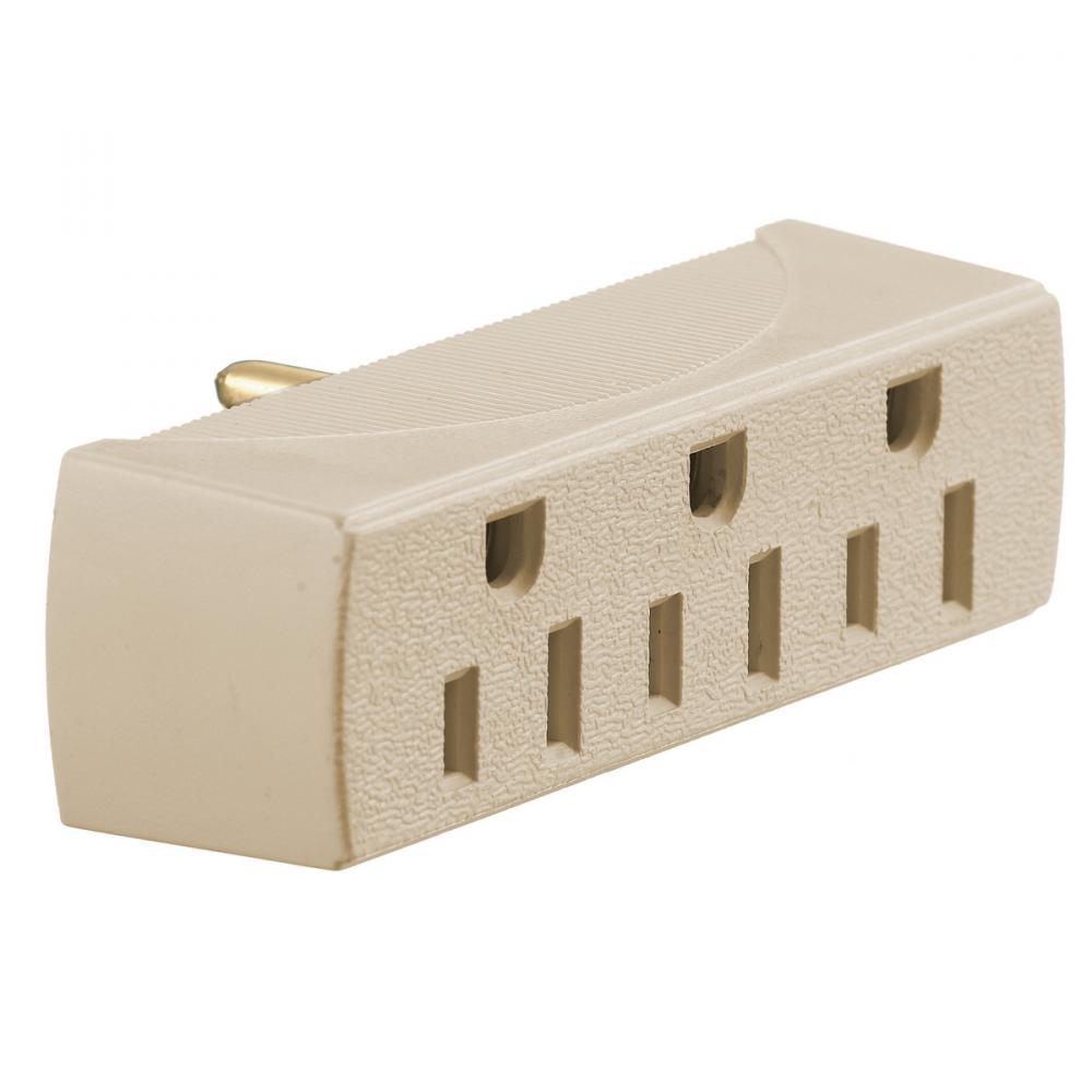 TAP, SINGLE TO 3 OUTLET, 15A 125V, IVORY