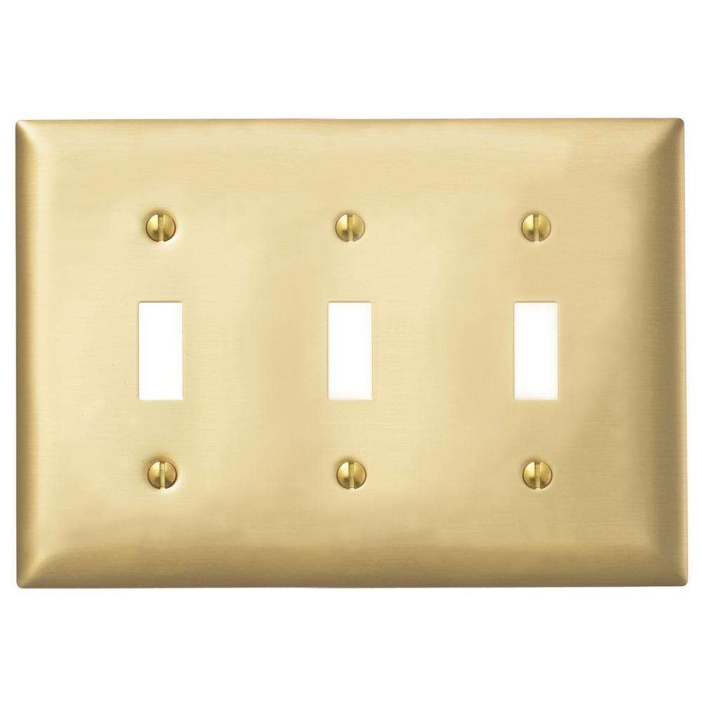 WALLPLATE 3-G, 3) TOG OPENING, BRS