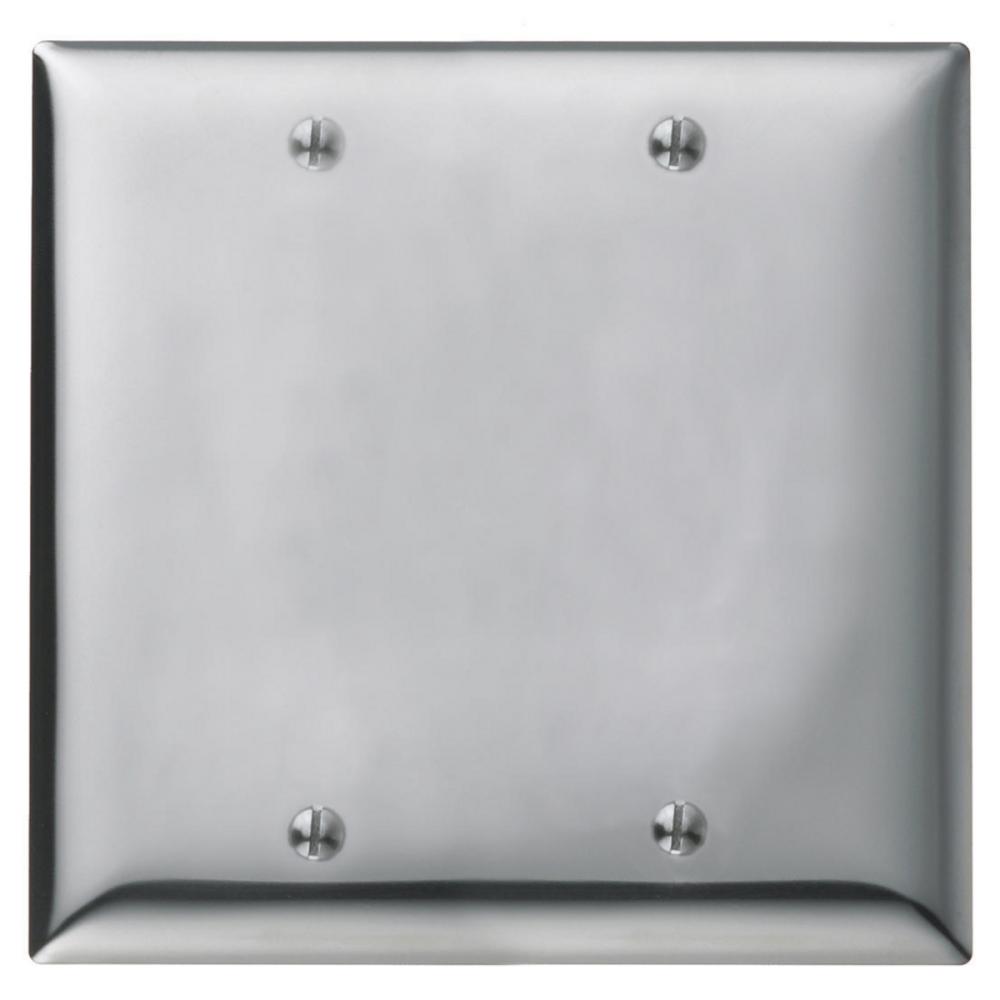 WALLPLATE, 2-G, BLANK, CHR PLT