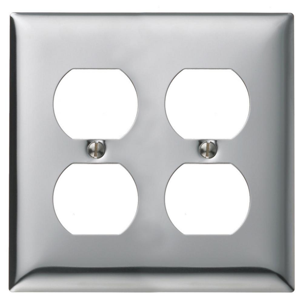 WALLPLATE, 2-G, 2) DUP, CHR PLT