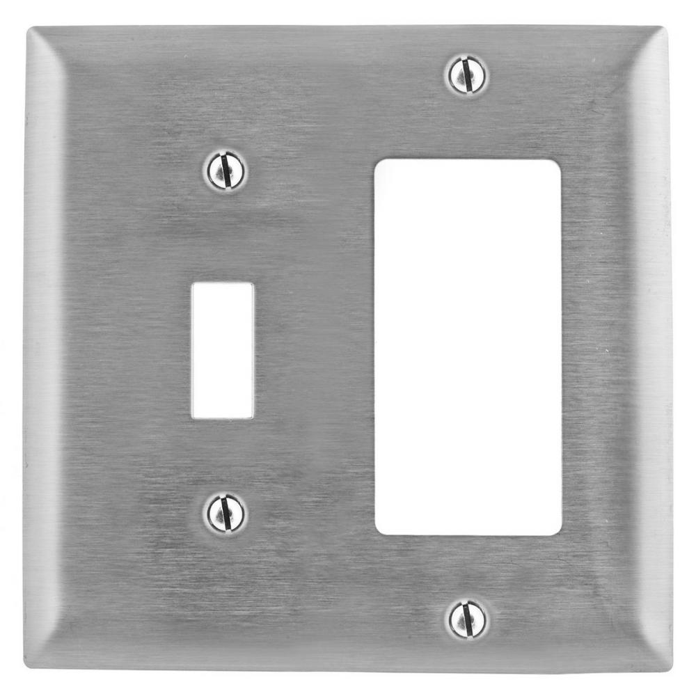 WALLPLATE, 2-G, SW/GFCI, 430SS