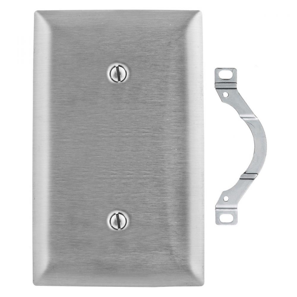 WALLPLATE, 1-G, BLANK, SS, STRAP