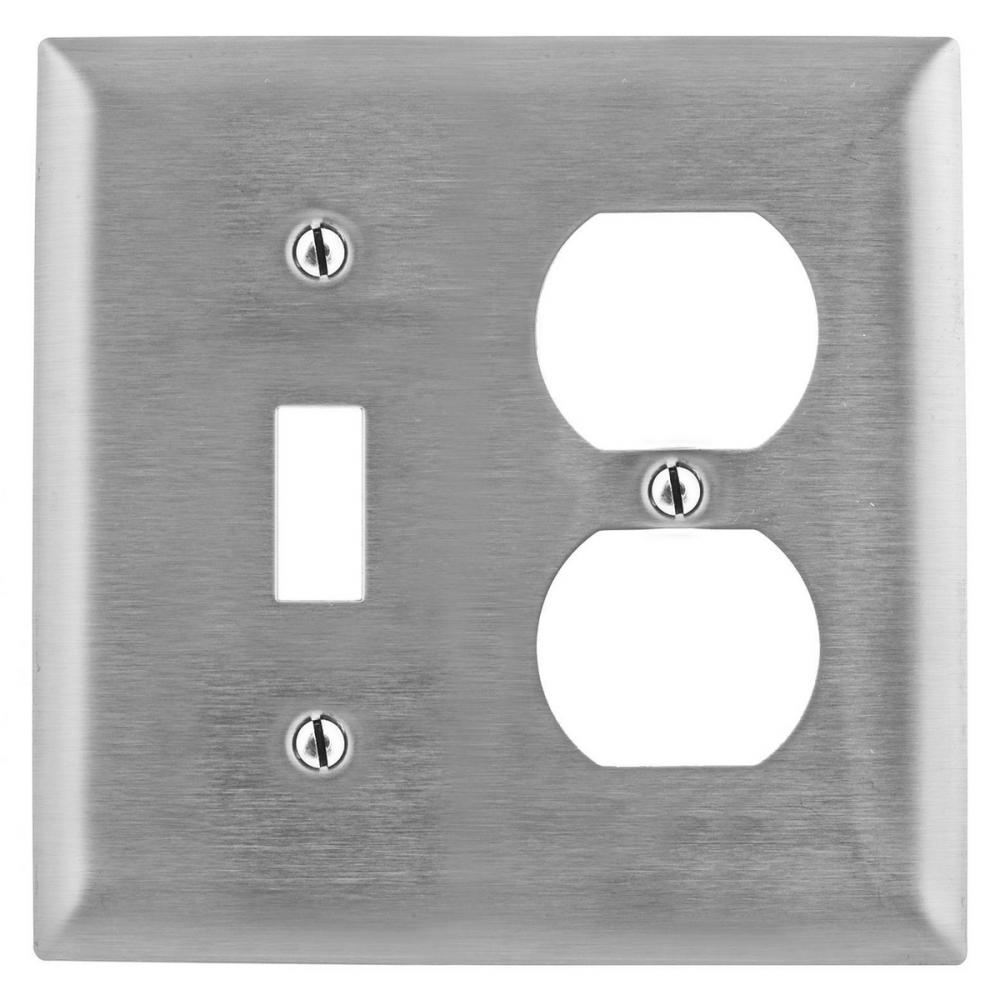 WALLPLATE, 2-G, SW/DUP, 430SS