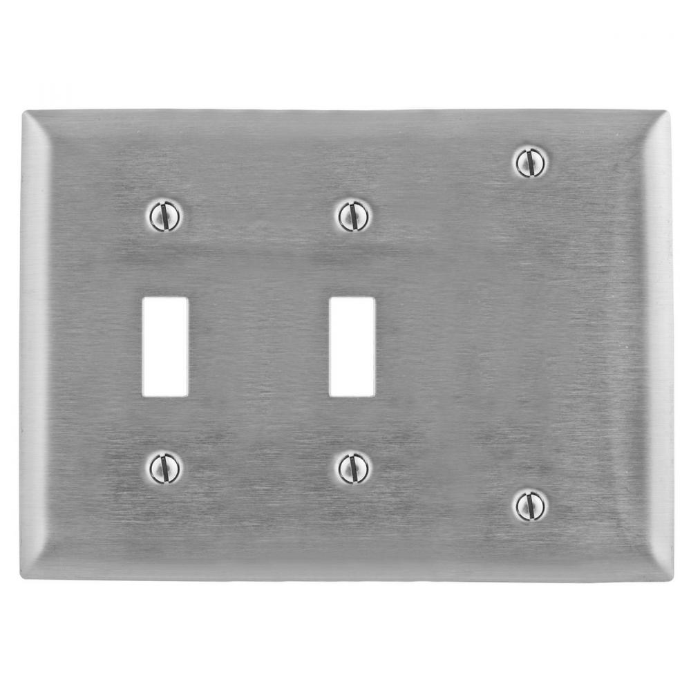 WALLPLATE, 3-G, SW/SW/BLANK, SS