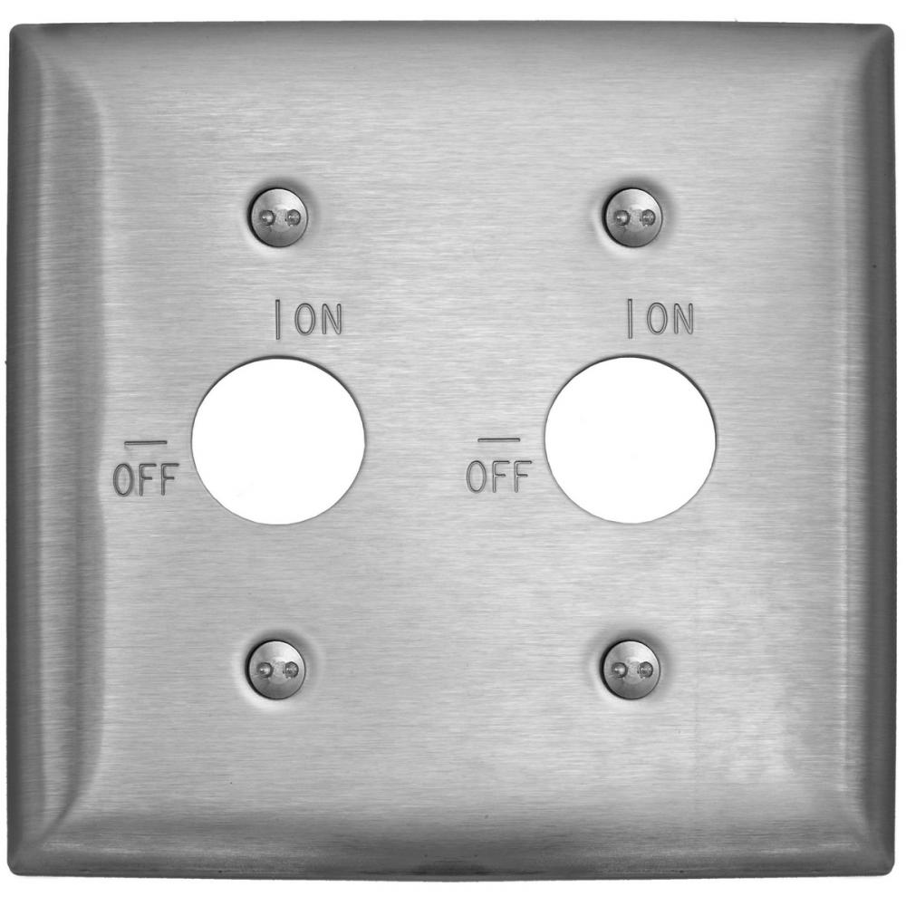 WALLPLATE, 2-G, RKL, ENG ON/OFF, SS