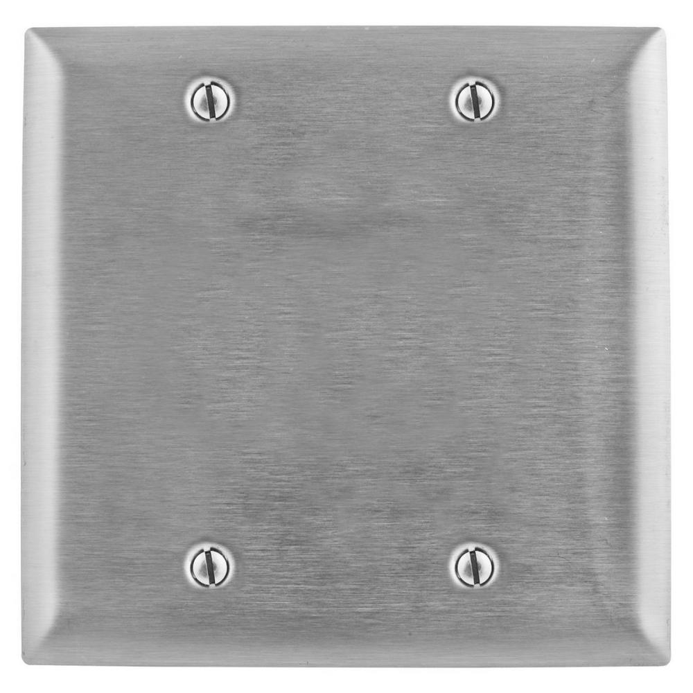 WALLPLATE, 2-G, BLANK, SS, BOX