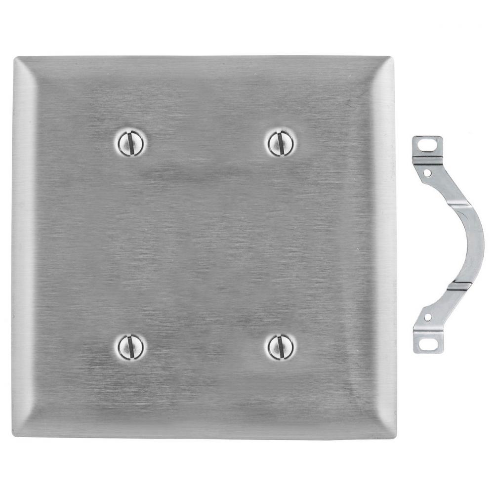 WALLPLATE, 2-G, BLANK, SS