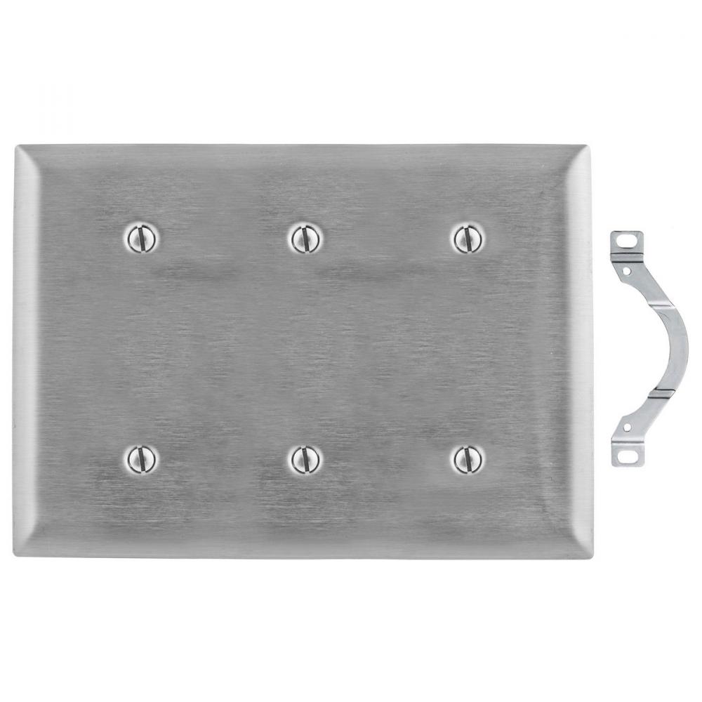 WALLPLATE, 3-G, BLANK, SS