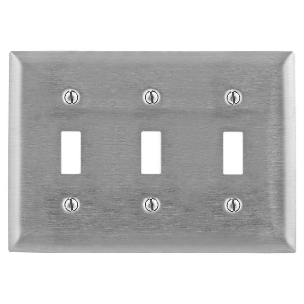 WALLPLATE, 3-G, SWITCH, 430SS