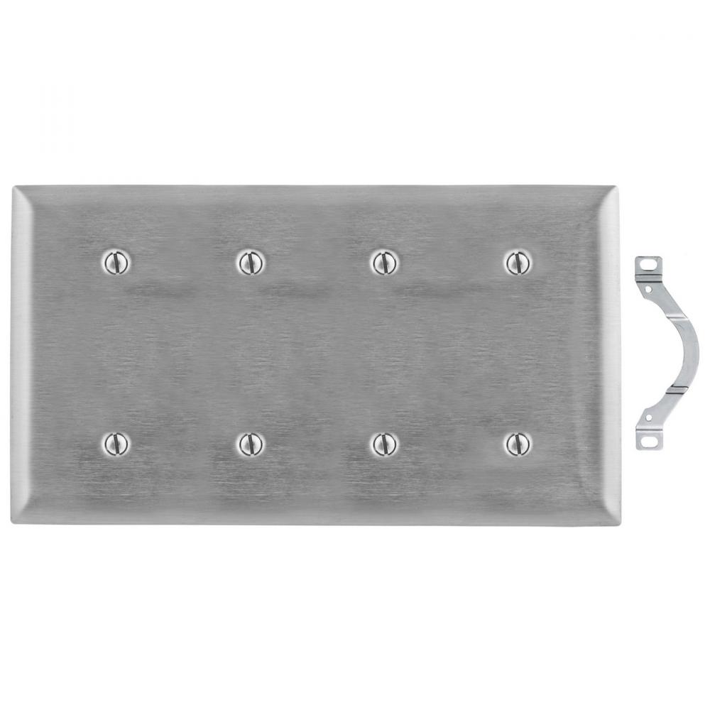 WALLPLATE, 4-G, BLANK, SS