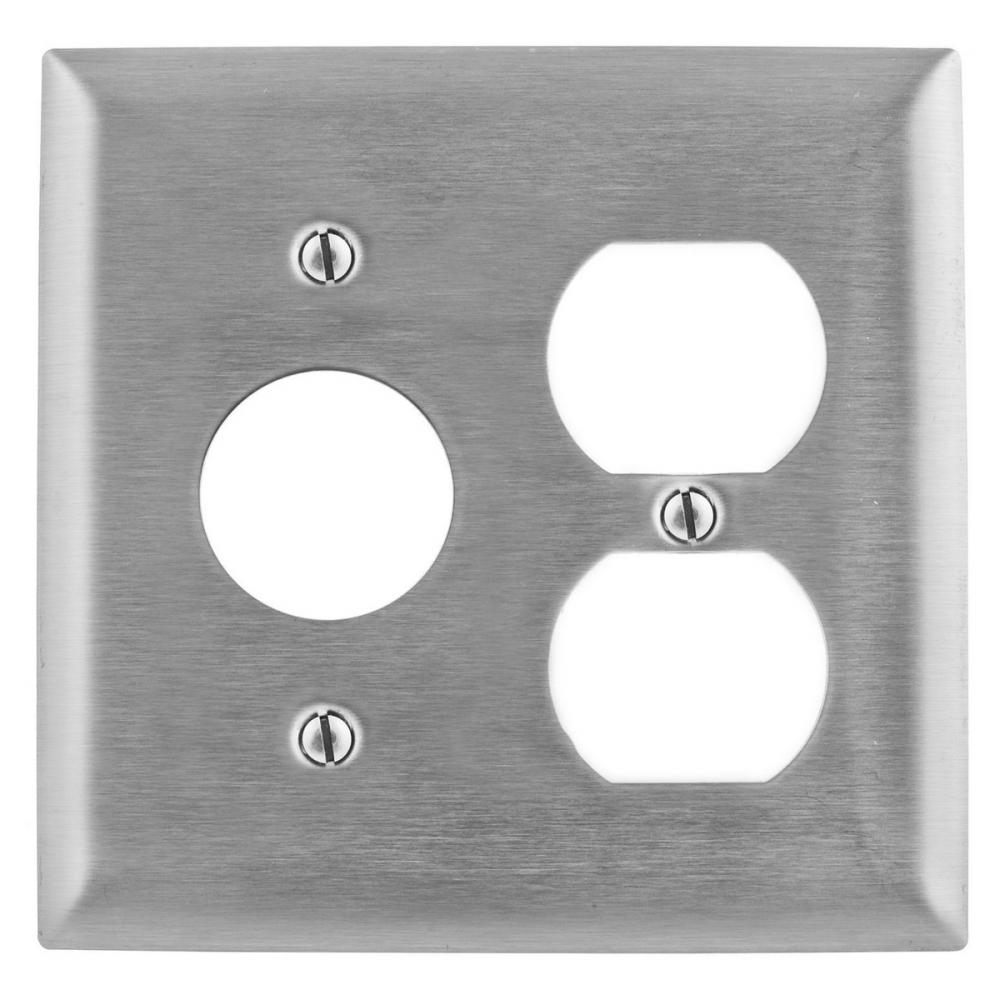 WALLPLATE, 2-G, DUP/1.40&#34;, SS