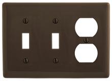 Hubbell Wiring Device-Kellems NP28 - WALLPLATE, 3-G, 2) TOG 1) DUP, BR