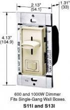 Hubbell Wiring Device-Kellems S13I - DIMMER, 3 WAY, SLIDE, 1000W, IV