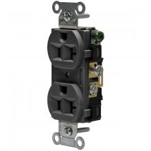Hubbell Wiring Device-Kellems 5362ABLK - RCPT, DUP SB, HUBPRO, 20A 125V, FG, BK