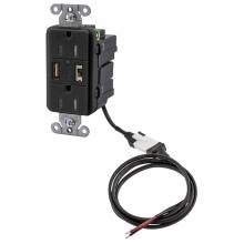 Hubbell Wiring Device-Kellems AVPS152BK - ISTATION P-SUP,5VDC,DUP 15AMP,USB-CHR,BK