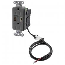 Hubbell Wiring Device-Kellems AVPS152GY - ISTATION P-SUP,5VDC,DUP 15AMP,USB-CHR,GY