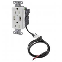 Hubbell Wiring Device-Kellems AVPS152W - ISTATION P-SUP,5VDC,DUP 15AMP,USB-CHR,WH