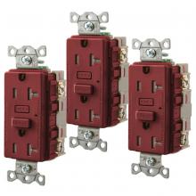 Hubbell Wiring Device-Kellems GFTW20R3 - 20A HUBBELL PRO GFR TRWR RED, 3PK