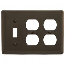 Hubbell Wiring Device-Kellems NP182 - WALLPLATE, 3-G, 1) TOG 2) DUP, BR