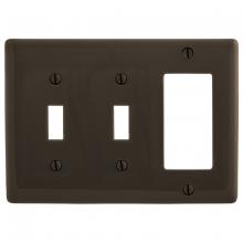 Hubbell Wiring Device-Kellems NP226 - WALLPLATE, 3-G, 2) TOG 1) DEC, BR