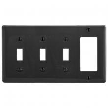 Hubbell Wiring Device-Kellems NP326BK - WALLPLATE, 4-G, 3) TOG 1) DEC, BK