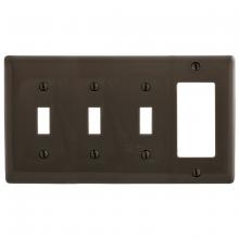 Hubbell Wiring Device-Kellems NP326 - WALLPLATE, 4-G, 3) TOG 1) DEC, BR