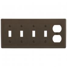 Hubbell Wiring Device-Kellems NP48 - WALLPLATE, 5-G, 4) TOG 1) DUP, BR