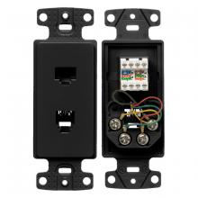 Hubbell Wiring Device-Kellems NS784BK - PLATE, FRAME,W/CAT5E/JK,6POS,4C,S/TRM,BK