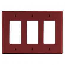 Hubbell Wiring Device-Kellems P263R - WALLPLATE, 3-G, 3) DEC, RED