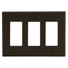 Hubbell Wiring Device-Kellems PJ263 - WALLPLATE, M-SIZE, 3-G, 3) DEC, BR