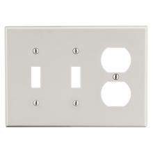 Hubbell Wiring Device-Kellems P28LA - WALLPLATE, 3-G, 2) TOG 1) DUP, LA