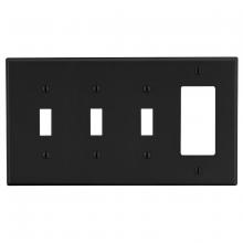 Hubbell Wiring Device-Kellems P326BK - WALLPLATE, 4-G, 3) TOG 1) DEC, BK