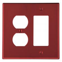 Hubbell Wiring Device-Kellems P826R - WALLPLATE, 2-G,  1) DUP 1) DEC, RED