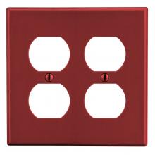 Hubbell Wiring Device-Kellems P82R - WALLPLATE, 2-G, 2) DUP, RED