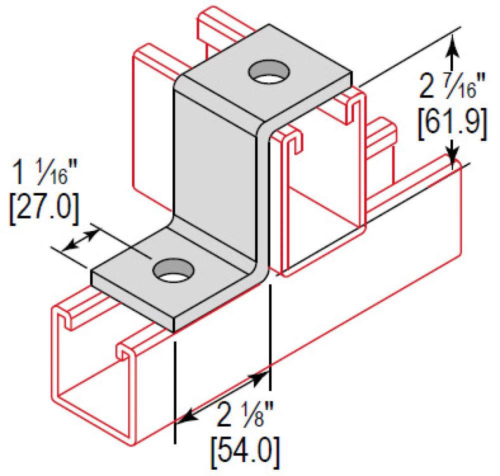 Z FITTING CROSS 2 HOLE 2-7/16