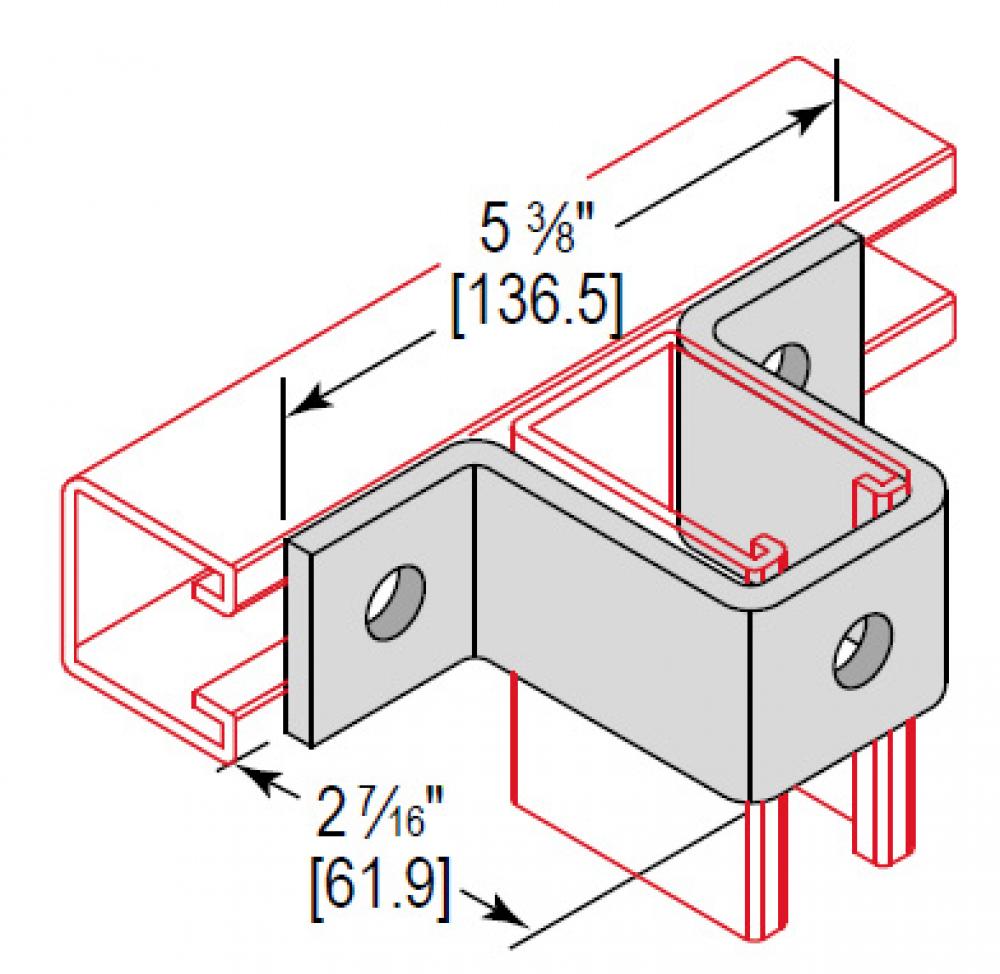 U-FITTING CROSS 3 HOLE 2-7/16