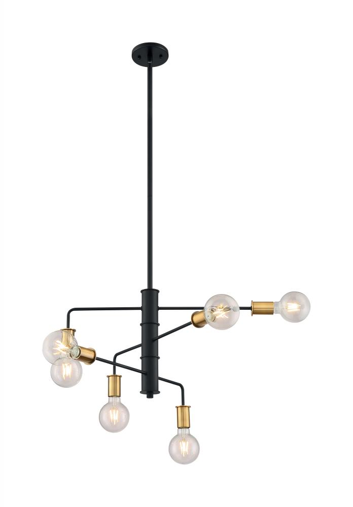 RYDER 6 LIGHT CHANDELIER BK BB